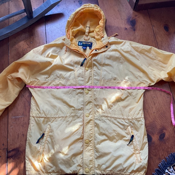Ebtek Eddie Bauer Rain Coat Yellow Vented Men's Roll Up Hood LIghtweight -Large - Picture 9 of 11
